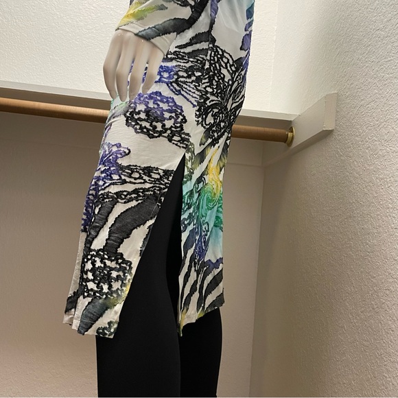 Peter Nygard Tie-Dye Jacquard Open Front Duster Cardigan | Resort Wear Sz L - Picture 5 of 7